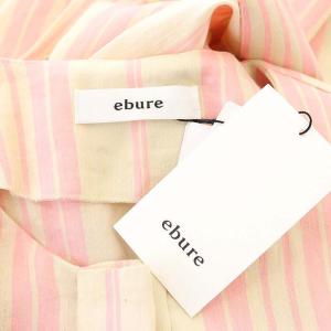 ebure 23SS リネン ストライプ ノースリーブワンピース シャツ ロング 38 ピンク ライトベージュ