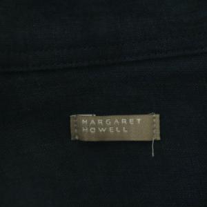 MARGARET HOWELL 22SS PLAIN LINEN シャツ ブラウス 長袖 プルオーバー ハーフボタン リネン F 緑 グリーン