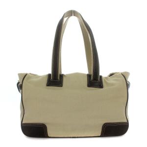 LOEWE アナグラム トートバッグ キャンバス レザー ベージュ 茶 