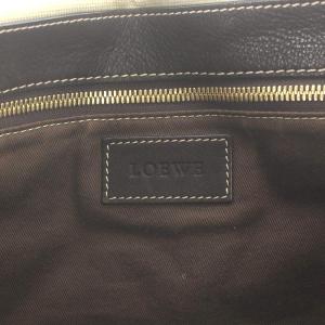 LOEWE アナグラム トートバッグ キャンバス レザー ベージュ 茶 
