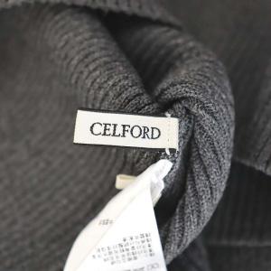 CELFORD 22AWカットアウトニットワンピース ロング マキシ丈 長袖 ハイネック ボリュームスリーブ 36 チャコールグレー