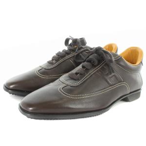 HERMES レザースニーカー ロゴ スクエアトゥ 36.5 ブラウン