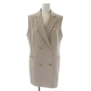 ウールライクソフトツイルジレ ベスト ダブル ミドル丈 38 ベージュ