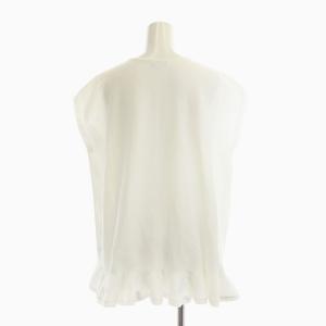 IENA 22SS コットンストレッチ 裾ラッフルプルオーバー カットソー ニット フレンチスリーブ 白 ホワイト