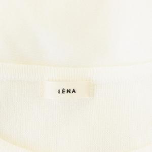 IENA 22SS コットンストレッチ 裾ラッフルプルオーバー カットソー ニット フレンチスリーブ 白 ホワイト