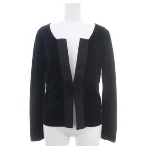 グログランリボン ベロア カーディガン 長袖 38 黒 ブラック