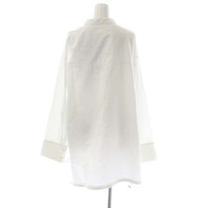 UN3D. 21AW ヘムギャザーシャツ 長袖 チュニック丈 バンドカラー F 白 ホワイト