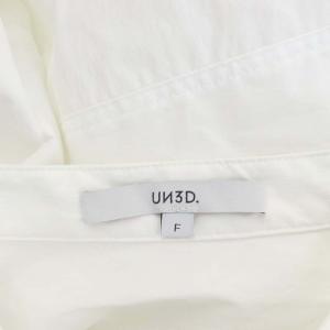 UN3D. 21AW ヘムギャザーシャツ 長袖 チュニック丈 バンドカラー F 白 ホワイト
