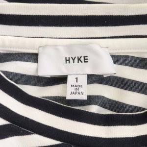 HYKE コットン 袖スリット ボーダー カットソー Tシャツ 長袖 1 黒 白 ブラック ホワイト