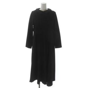 スモッキングロングワンピース マキシ丈 長袖 0 黒 ブラック