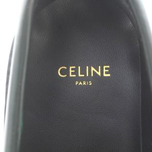 CELINE エディスリマン マーガレット ローファー トリオンフチェーン付き レザー 34 ダークグリーン