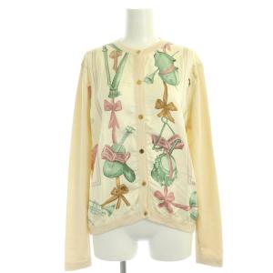 PARIS ツイルレーヌ シルク カシミヤ バレリーナ柄 カーディガン 長袖 薄手 40 アイボリー