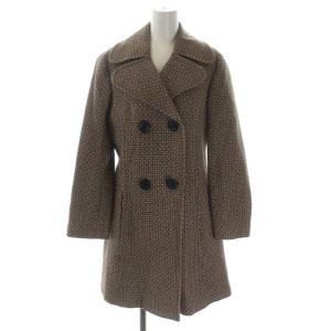 ピーコート ツイード ロング アウター ウール モヘヤ混 44 マルチカラー