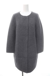 DIANE von FURSTENBERG リバーシブル コート ノーカラーコート アウター ロング ウール 0 グレー ベージュ