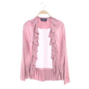 フリルシアーカーディガン 長袖 フロントオープン S ピンク