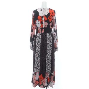 GRACE CONTINENTAL フラワープリントドレープワンピース ロング マキシ丈 長袖 インナー付き 36 マルチカラー