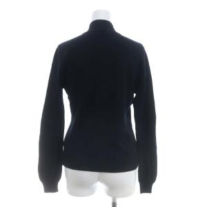 BURBERRY BLUE LABEL ジップアップ ハイネックニット セーター 長袖 フロンオープン ロゴ コットン M 黒 ブラック