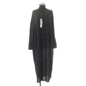 21AW コットンカシミヤシルク ハイネックロングカーディガン 長袖 スリット S グレー