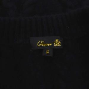 Drawer ウール カシミヤ アランカーディガン ニット 長袖 Vネック 2 黒 ブラック
