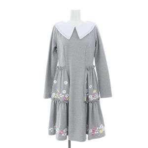 Chesty 21SS ティアード刺繍ワンピース 膝丈 長袖 0 グレー 白 ピンク