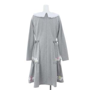 Chesty 21SS ティアード刺繍ワンピース 膝丈 長袖 0 グレー 白 ピンク