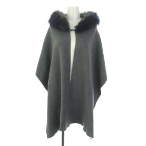 ファーフードマフラー フォックスファー ニット F グレー