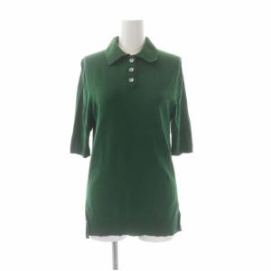 22AW 5分袖ポロシャツ カットソー シルク 38 緑色 グリーン