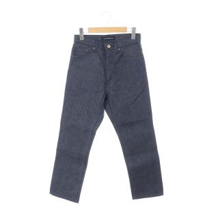 ハイウエストリジットデニム パンツ ジーンズ ジッパーフライ スリム 00 紺 ネイビー
