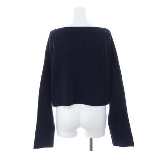 EVERYDAY I LIKE 23AW Cropped Wide リブ プルオーバー ニット セーター 長袖 クロップド丈 ウール F 紺 ネイビー
