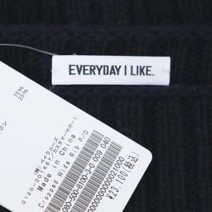 EVERYDAY I LIKE 23AW Cropped Wide リブ プルオーバー ニット セーター 長袖 クロップド丈 ウール F 紺 ネイビー