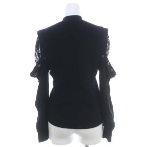 SNIDEL 22AW レースショルダーニット カットソー 長袖 プルオーバー リブ オフショル ボトルネック カシミヤ混 F 黒 ブラック
