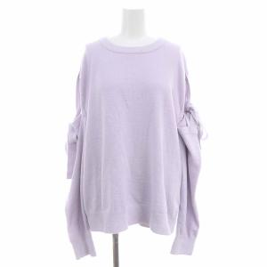 gelato pique 23AW セットアップ 上下 ルームウェア リボンプルオーバー フリルショートパンツ ニット 長袖 オープンスリーブ F 薄紫