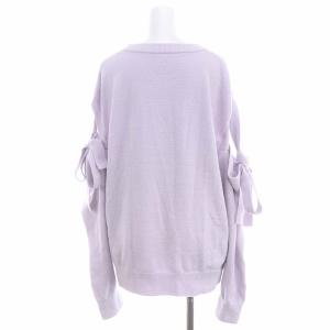 gelato pique 23AW セットアップ 上下 ルームウェア リボンプルオーバー フリルショートパンツ ニット 長袖 オープンスリーブ F 薄紫
