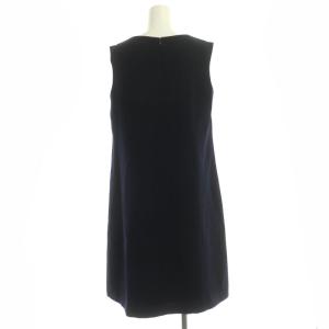 Grace Class バイカラーサックドレス ワンピース ノースリーブ 膝丈 ウール混 38 紺 ベージュ ネイビー