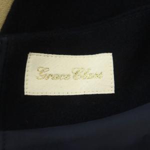 Grace Class バイカラーサックドレス ワンピース ノースリーブ 膝丈 ウール混 38 紺 ベージュ ネイビー