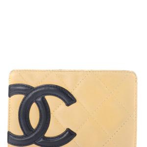 CHANEL カンボンライン ラムスキン ココマーク カードケース 名刺入れ レザー べージュ 黒 ブラック