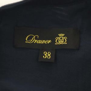 Drawer フラワージャカードタックブラウス プルオーバー 38 ネイビー