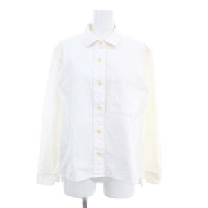 バンドカラー 長袖シャツ ブラウス コットン 2 M テールカット 白 ホワイト