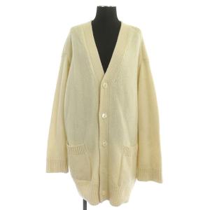 ファインウール Vネックロングカーディガン ニット 長袖 オーバーサイズ S アイボリー