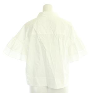 ANAYI 22SS タイプライターラッフル ブラウス シャツ 前開き 半袖 コットン混 38 白 ホワイト