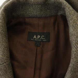 A.P.C. トレンチコート ロング ウール ツイード ヘリンボーン ベルト付 34 茶 ブラウン