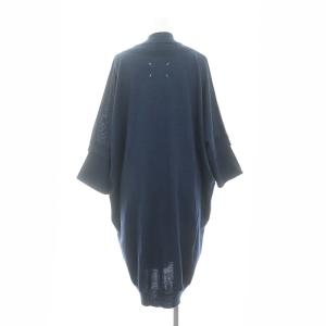 Martin Margiela 4 ドルマン ニット ワンピース 膝丈 長袖 フェイクレイヤード XS 紺 ネイビー