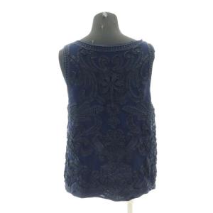 Grace Class カットソー ノースリーブ レース 刺繍 36 S 紺 ネイビー