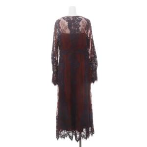 Diagram GRACE CONTINENTAL コードレース ワンピース ロング 長袖 前開き シースルー インナー付き 38 ボルドー ダークパープル