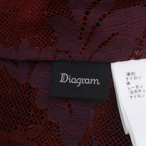 Diagram GRACE CONTINENTAL コードレース ワンピース ロング 長袖 前開き シースルー インナー付き 38 ボルドー ダークパープル