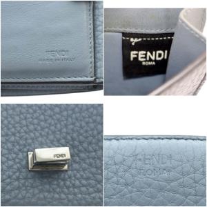 FENDI セレリア ピーカブー 財布 二つ折り レザー 水色 ブルー 8M0438