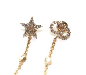 Dior ロゴピアス スターモチーフ パール チェーン ロング イエローゴールド アクセサリー ジュエリー