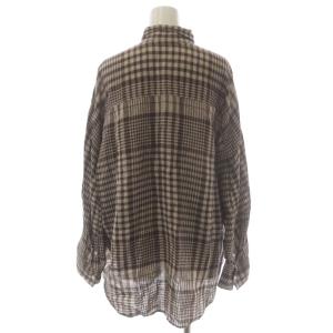 Plage 21SS チェックLinenボリュームシャツ 長袖 茶 ブラウン