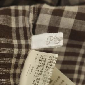 Plage 21SS チェックLinenボリュームシャツ 長袖 茶 ブラウン