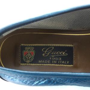 GUCCI ローファー ビット レザー 36 23cm 青 ブルー